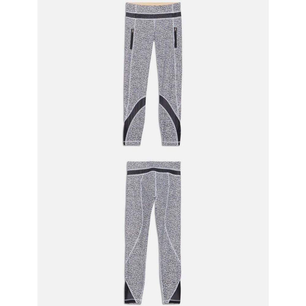 Lululemon Inspire Tight II Womens 4 Gray Black Leggings Teal Mesh 25"Running Gym